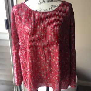 Max Studio Red Floral Long Sleeve Top